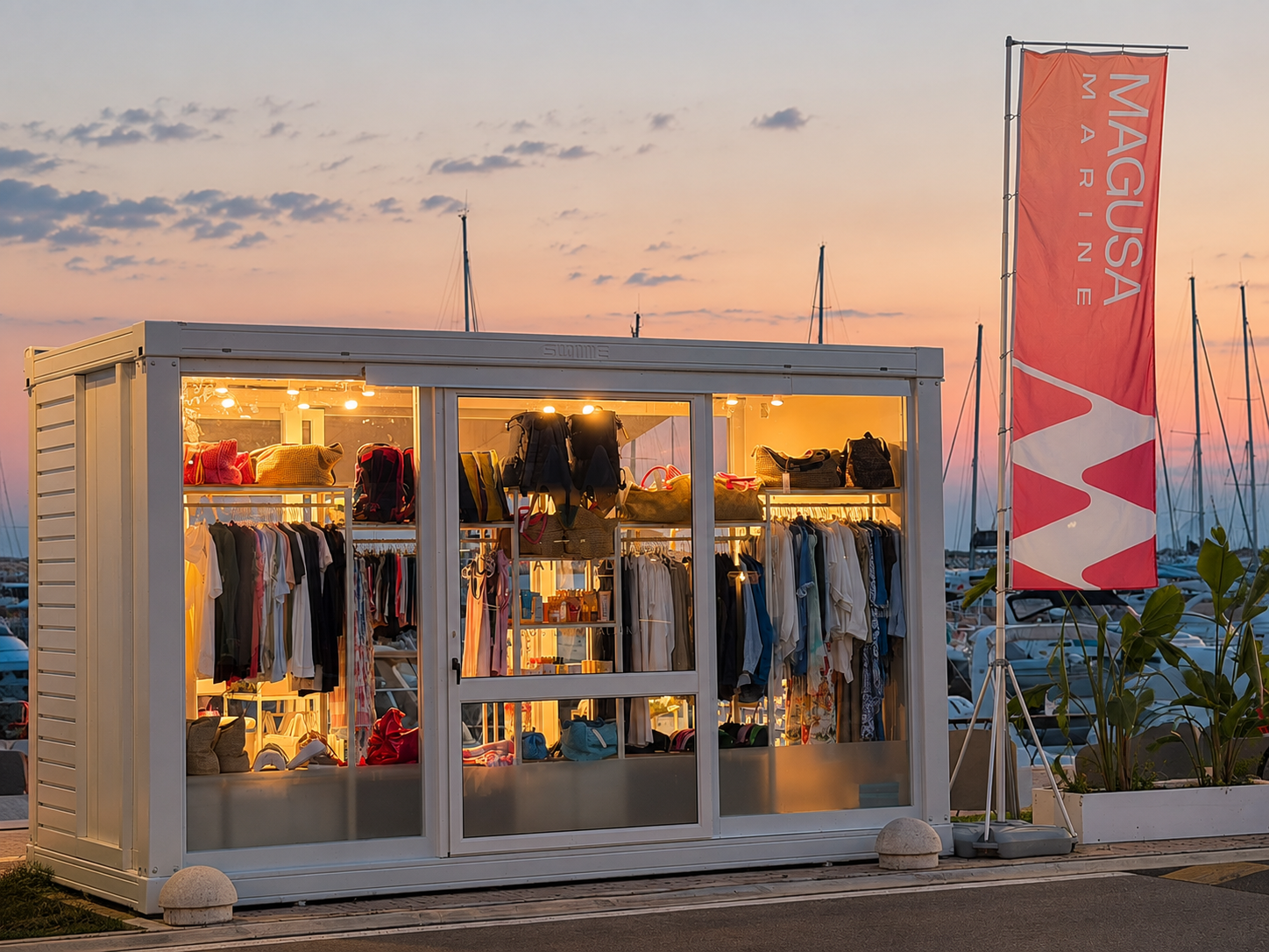 Temporary store MAGUSA Marine, Marina d'Arechi al tramonto